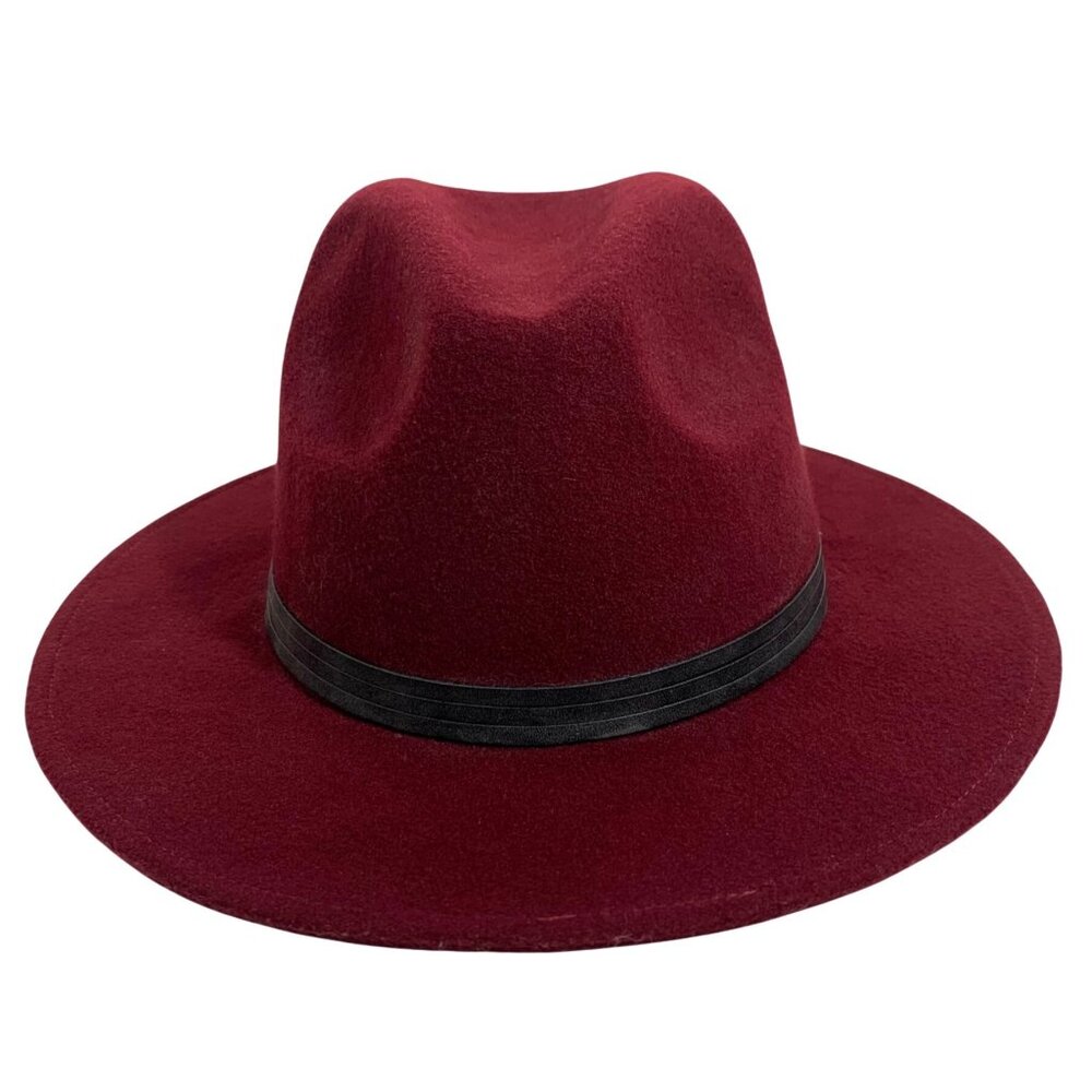 Summer Rose Burgundy Fedora Western Hat w/ Leather Band Adjustable EUC
